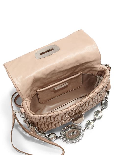 miu miu nappa cristal handle clutch|MIU MIU Nappa Matelasse Crystal Crossbody Clutch Fuxia .